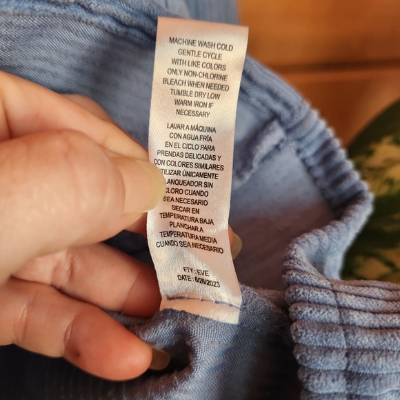 Jolie & Joy Blue Crop Corduroy Jacket Pocket Oversize Terrycloth Shacket Size S - Picture 5 of 10